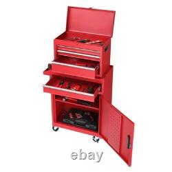 4 Drawer Tool Chest with Wheels & Lock Tool Box with Large Storage Cabinet UK