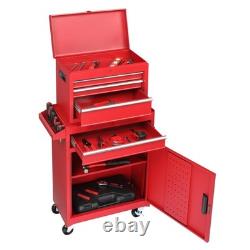4 Drawer Tool Chest with Wheels & Lock Tool Box with Large Storage Cabinet UK