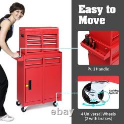 4 Drawer Tool Chest with Wheels & Lock Tool Box with Large Storage Cabinet UK