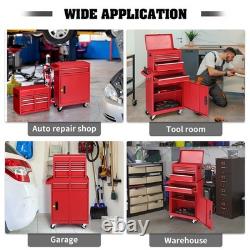 4 Drawer Tool Chest with Wheels & Lock Tool Box with Large Storage Cabinet UK