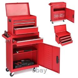 4 Drawer Tool Chest with Wheels & Lock Tool Box with Large Storage Cabinet UK