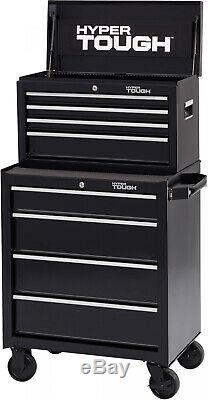 4 Drawers Tool Box Chest Cart with Wheels Metal Roll Around Rolling Storage Black