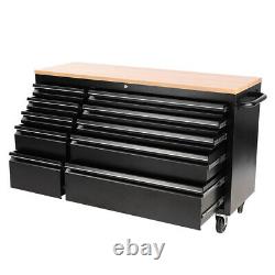 55'' 10 Drawers Moving Tool Chest Storage Lockable Tool Cabinet Garage Workbench