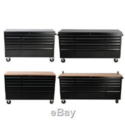 55/72Inch Tool Cabinet Cart Workshop Trolley Drawers Large Chest Wood Workbench