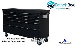 55 Black Stainless Steel 10 Drawer Work Bench Tool Box Chest Cabinet +Free Foam