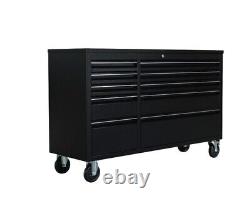 55 Black Stainless Steel 10 Drawer Work Bench Tool Box Chest Cabinet +Free Foam