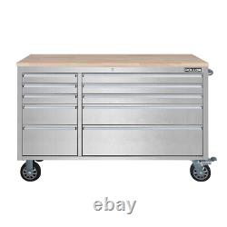55 Inch Tool Box Chest Garage Cabinet Stainless Steel Silver