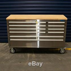 55 Stainless Steel 10 Drawer Work Bench Tool Box Chest Cabinet 0111-0120