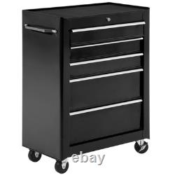 5-Drawer Lockable Steel Tool Storage Cabinet with Wheels Handle Organiser