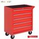 5 Drawer Lockable Tool Cabinet Red Alloy Steel Storage Wheels/home Office