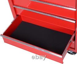 5 Drawer Lockable Tool Cabinet Red Alloy Steel Storage Wheels/Home Office