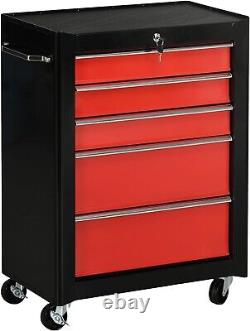 5 Drawer Professional Tool Chest on Wheels Workshop Cabinet Box Trolley 2 Keys