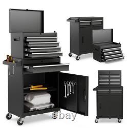 5-Drawer Rolling Tool Chest 2-in-1 Heavy-Duty Tool Cabinet with Locking Black
