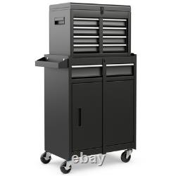 5-Drawer Rolling Tool Chest 2-in-1 Heavy-Duty Tool Cabinet with Locking Black