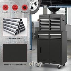 5-Drawer Rolling Tool Chest 2-in-1 Heavy-Duty Tool Cabinet with Locking Black