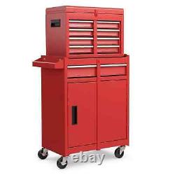 5 Drawer Rolling Tool Chest High Capacity Storage Station Cabinet Lockable Wheel