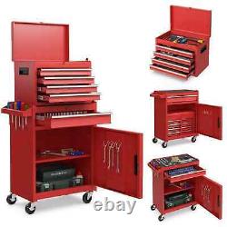 5 Drawer Rolling Tool Chest High Capacity Storage Station Cabinet Lockable Wheel