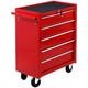 5 Drawer Tool Box On Wheels Lockable Steel Tool Cabinet With Side Handle Red