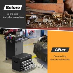 5 Drawer Tool Cabinet with Removable Tool Box and Casters Black