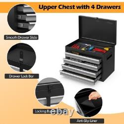 5 Drawer Tool Cabinet with Removable Tool Box and Casters Black