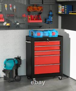 5-Drawer Tool Chest Lockable Steel Tool Storage Cabinet withWheels&Handle Tool Box