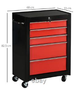 5-Drawer Tool Chest Lockable Steel Tool Storage Cabinet withWheels&Handle Tool Box