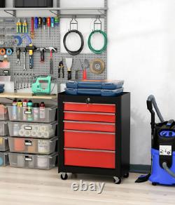 5-Drawer Tool Chest Lockable Steel Tool Storage Cabinet withWheels&Handle Tool Box