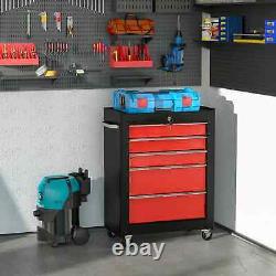 5-Drawer Tool Chest, Lockable Steel Tool Storage Cabinet with Wheels and Handle