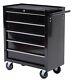 5-drawer Tool Chest Steel Lockable Tool Storage Cabinet With Wheels & 2 Keys Black