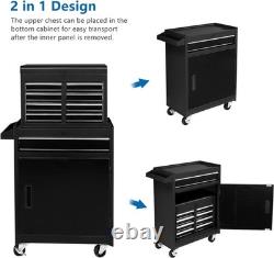 5-Drawer Tool Chest with Wheels & Lock Tool Box with Large Storage Cabinet Black