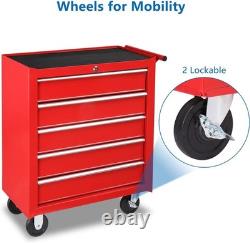 5 Drawers Roller Red Tool Cabinet Storage Chest Box Suit ForGarage Workshop UK