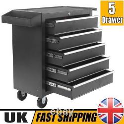 5 Drawers Tool Box Chest Cabinet Trolley Box Garage Storage Toolbox Black UK