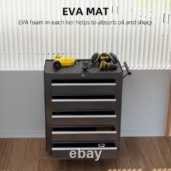 5 Drawers Tool Box Chest Roller Cabinet Lockable Tool Storage Roll Cab Trolley