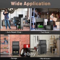 6 Drawer Black Detachable Tool Storage Cabinet Heavy Duty Roller 4 Hooks Wheels