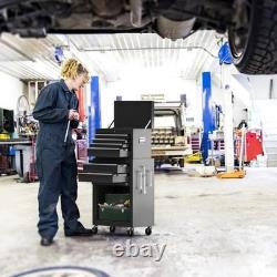 6 Drawer Black Detachable Tool Storage Cabinet Heavy Duty Roller 4 Hooks Wheels