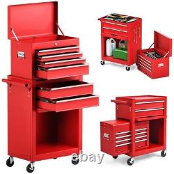 6-Drawer Detachable Tool Storage Cabinet, Heavy-Duty, Lockable Wheels & Hooks