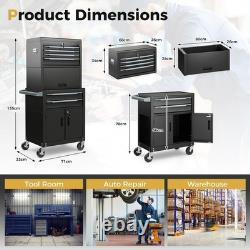 6-Drawer Rolling Tool Chest 3-in-1 Heavy-Duty Tool Storage Cabinet Black
