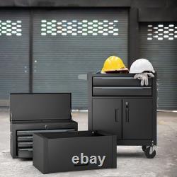 6-Drawer Rolling Tool Chest 3-in-1 Heavy-Duty Tool Storage Cabinet Black