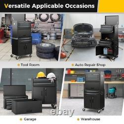 6-Drawer Rolling Tool Chest 3-in-1 Heavy-Duty Tool Storage Cabinet Black