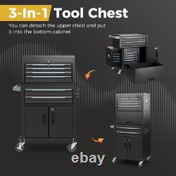 6-Drawer Rolling Tool Chest 3-in-1 Heavy-Duty Tool Storage Cabinet Black