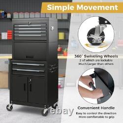 6-Drawer Rolling Tool Chest 3-in-1 Heavy-Duty Tool Storage Cabinet Black