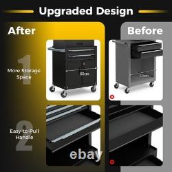 6-Drawer Rolling Tool Chest 3-in-1 Heavy-Duty Tool Storage Cabinet Black