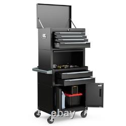 6-Drawer Rolling Tool Chest 3-in-1 Heavy-Duty Tool Storage Cabinet Black