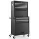 6 Drawer Rolling Tool Chest Combo Lockable Tool Cabinet With Wheels-black