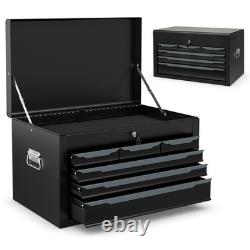6 Drawer Steel Tool Box Cabinet with Lock 220L Black Heavy Duty Storage Chest