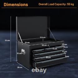 6 Drawer Steel Tool Box Cabinet with Lock 220L Black Heavy Duty Storage Chest