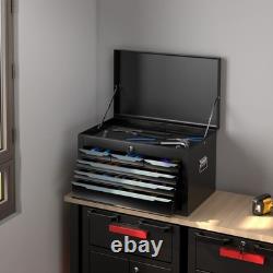 6 Drawer Steel Tool Box Cabinet with Lock 220L Black Heavy Duty Storage Chest