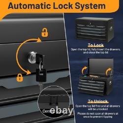 6 Drawer Steel Tool Box Cabinet with Lock 220L Black Heavy Duty Storage Chest