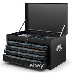 6 Drawer Steel Tool Box Cabinet with Lock 220L Black Heavy Duty Storage Chest