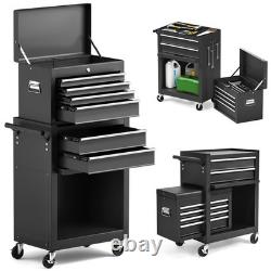 6 Drawer Tool Cabinet Black 107.5cm Heavy Duty Storage Box with Lockable Design